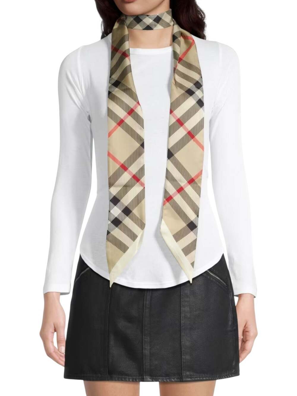 NWT BURBERRY Skinny Check Silk Scarf